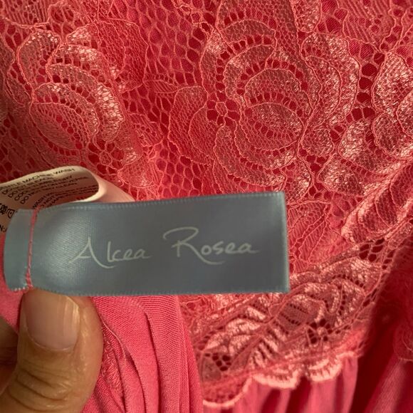 Alcea Rosea Womans Pink Lace Detail V Neck Maxi Slip Dress Nightgown M Coquette - Picture 6 of 8